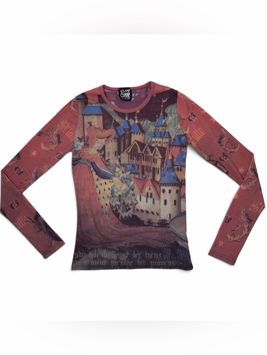Cop.Copine Tops - Rare Vintage Cop Copine Medieval Castle Mesh Top 90s